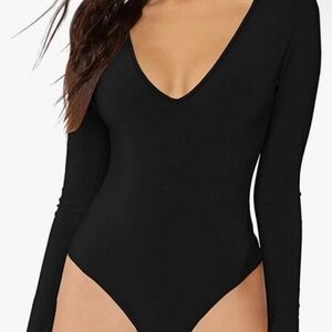 Mangopop Black Long Sleeve Bodysuit